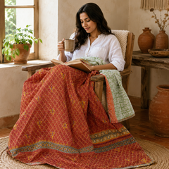Indigo Multicolour Patchwork handmade vintage Kantha quilt EBY-TW-268 – reversible cotton twin boho bedspread
