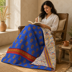 Charcoal & White Geometric handmade vintage Kantha quilt EBY-TW-270 – reversible cotton twin boho bedspread