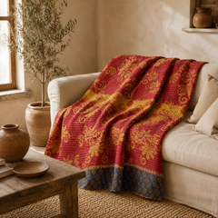 Handmade vintage Kantha quilt EBY-TW-271 – reversible cotton twin boho bedspread