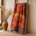 Indian Handmade Vintage Kantha Quilt Twin 55x85 Inches – Reversible Cotton Bedspread & Boho Throw Blanket | EBY-TW-271