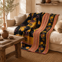 Handmade vintage Kantha quilt EBY-TW-272 – reversible cotton twin boho bedspread