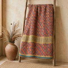 Handmade vintage Kantha quilt EBY-TW-273 – reversible cotton twin boho bedspread