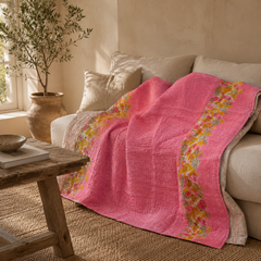 Handmade vintage Kantha quilt EBY-TW-274 – reversible cotton twin boho bedspread