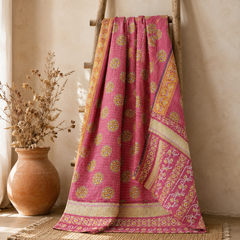 Handmade vintage Kantha quilt EBY-TW-276 – reversible cotton twin boho bedspread