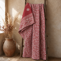 Indian Handmade Vintage Kantha Quilt Twin 55x85 Inches – Reversible Cotton Bedspread & Boho Throw Blanket | EBY-TW-276