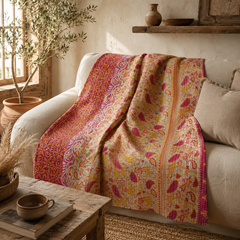 Handmade vintage Kantha quilt EBY-TW-277 – reversible cotton twin boho bedspread