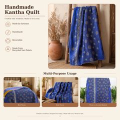 Handmade vintage Kantha quilt EBY-TW-278 – reversible cotton twin boho bedspread