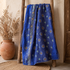 Handmade vintage Kantha quilt EBY-TW-278 – reversible cotton twin boho bedspread
