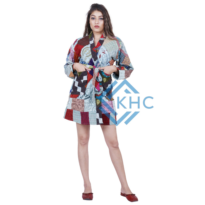 Indian Handmade Patchwork Long Sleeves Kimono jacket