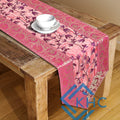 Pink Floral Gold Embroidered Silk Vintage-Style Brocade Table Runner