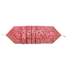 Pink Floral Gold Embroidered Silk Vintage-Style Brocade Table Runner