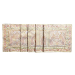 Gold Embroidered Brocade 72Lx14W Inch Beige Table Runner