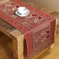 Antique-Inspired Embroidered Orange Peacock Table Runner