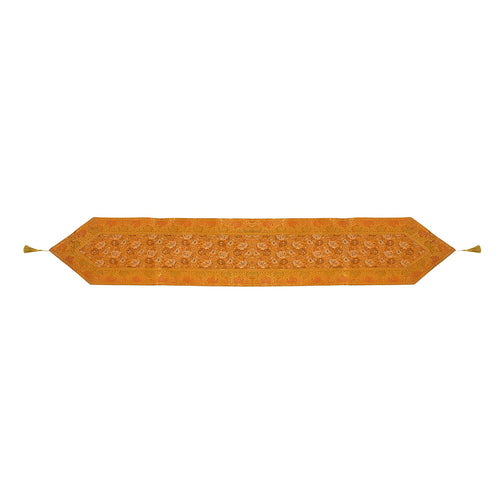 Yellow Floral Silk Brocade Table Runner, Formal Entertaining, Luxury Home Decor