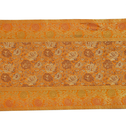 Yellow Floral Silk Brocade Table Runner, Formal Entertaining, Luxury Home Decor