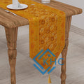Yellow Floral Silk Brocade Table Runner, Formal Entertaining, Luxury Home Decor
