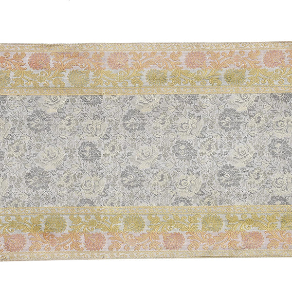 Vintage-Style Brocade White Table Runner, Home Decor