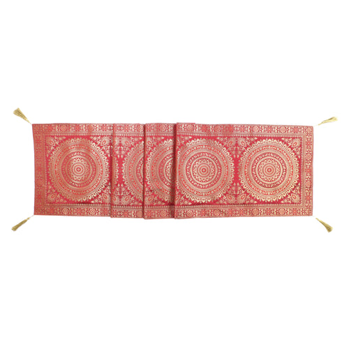 Red Mandala Brocade Silk Table Runner