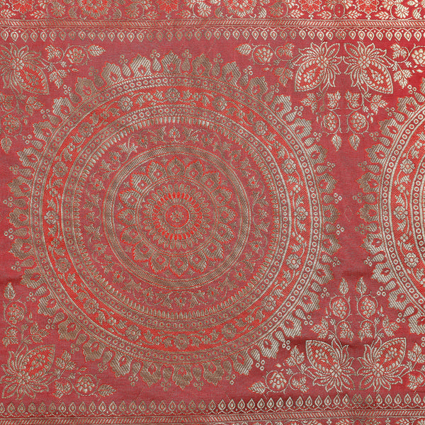 Red Mandala Brocade Silk Table Runner