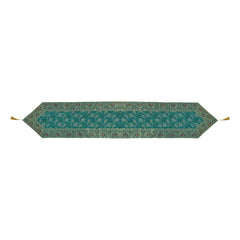Rama Green Embroidered Brocade Table Runner - Perfect Wedding Decor, Luxury Gift