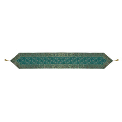Rama Green Embroidered Brocade Table Runner - Perfect Wedding Decor, Luxury Gift