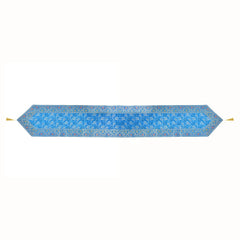 Handmade Blue Brocade Table Runner Unique Luxury Decor