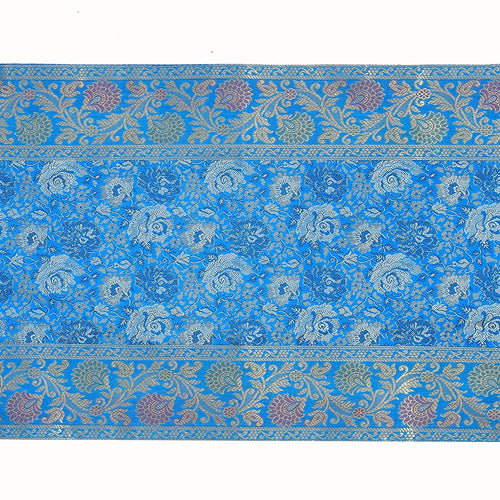Handmade Blue Brocade Table Runner Unique Luxury Decor
