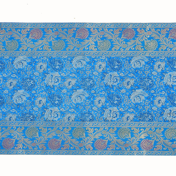 Handmade Blue Brocade Table Runner Unique Luxury Decor