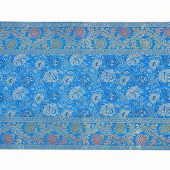 Handmade Blue Brocade Table Runner Unique Luxury Decor