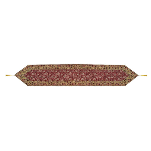 Gold Accented Brocade Table Runner, Elegant Dining, Wedding Decor