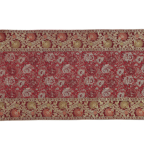 Gold Accented Brocade Table Runner, Elegant Dining, Wedding Decor