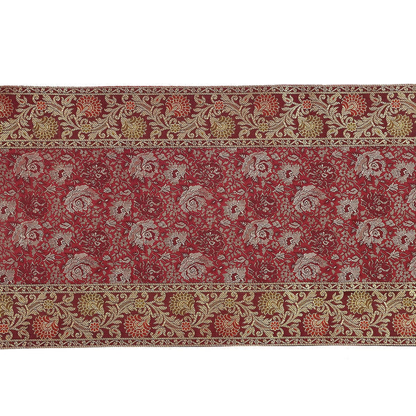 Gold Accented Brocade Table Runner, Elegant Dining, Wedding Decor