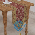 Gold Accented Brocade Table Runner, Elegant Dining, Wedding Decor