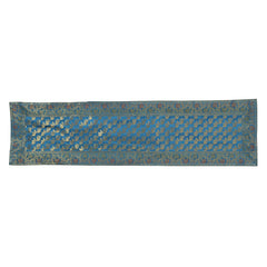 Turquoise Elephant Print Handmade Brocade Table Runner 72 Inch