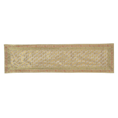 Beige Elephant Print Silk Brocade Table Decor Runner