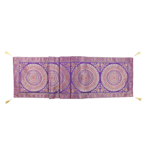 Indian Mandala Purple 14x72 Inch Silk Table Runner