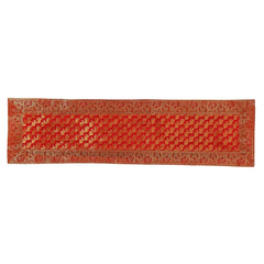 Silk Brocade Table Runner, Formal Entertaining, Red Elephant Print Runner