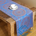 Blue Mandala Print Indian Kantha Silk Table Runner