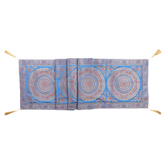 Blue Mandala Print Indian Kantha Silk Table Runner