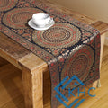 Embroidered Zari Black Brocade Table Linen Decor Runner