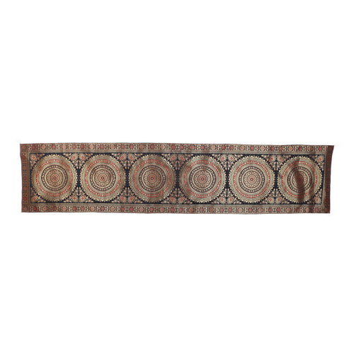 Embroidered Zari Black Brocade Table Linen Decor Runner