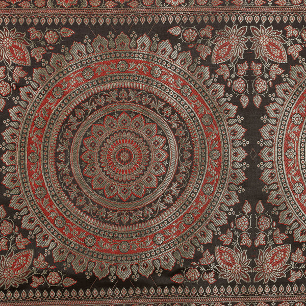 Embroidered Zari Black Brocade Table Linen Decor Runner
