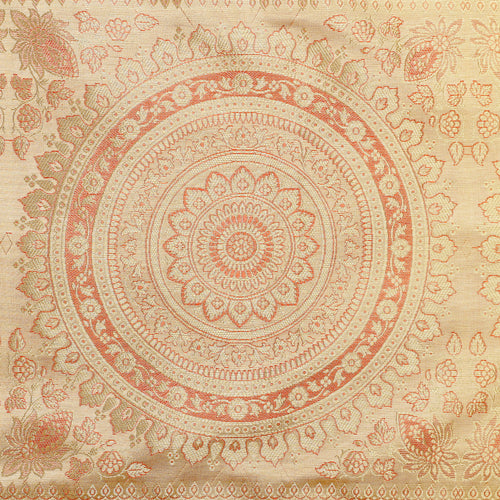 Kantha Mandala Print Beige Boho 14x72 Inch Table Runner