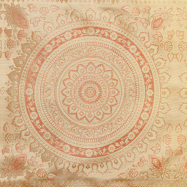 Kantha Mandala Print Beige Boho 14x72 Inch Table Runner