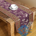 Purple Floral Silk Brocade Dining Table Runner