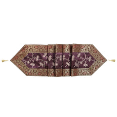 Purple Floral Silk Brocade Dining Table Runner