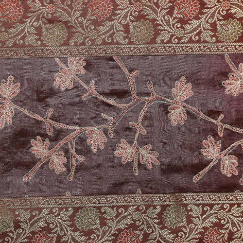Purple Floral Silk Brocade Dining Table Runner