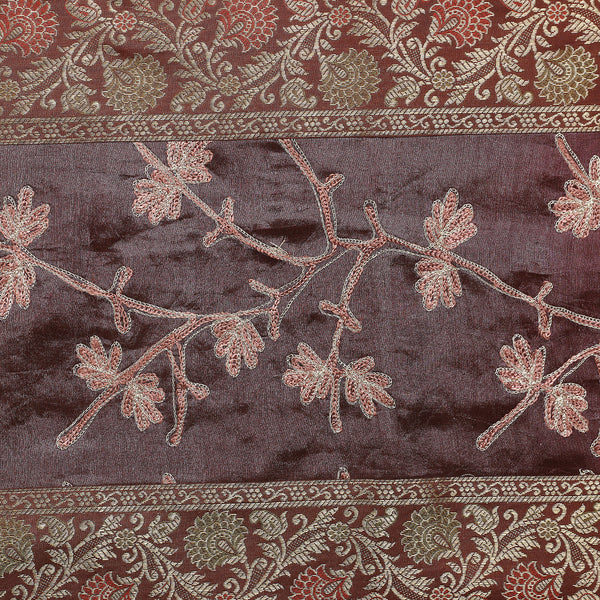 Purple Floral Silk Brocade Dining Table Runner