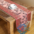 Silk Brocade Red Floral Zari Silk Table Runner
