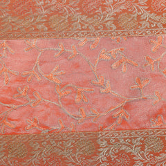 Luxury Brocade Table Runner Orange Floral Silk Runner